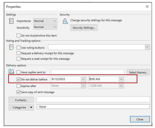 how to change email delay in outlook